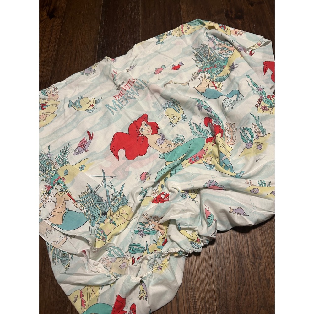 Vintage Disney The Little Mermaid Ariel Fitted Sheet and Pillowcase Set Kids Bed